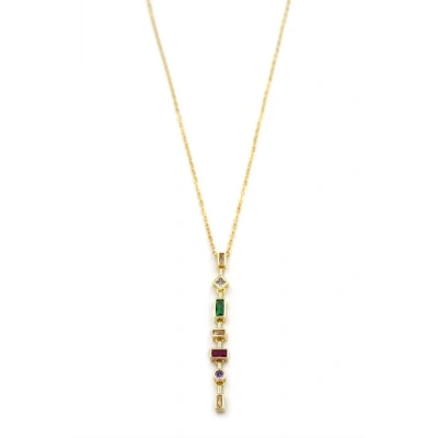 LitaeTrend Renkli Taşlı Element Kolye - Altın