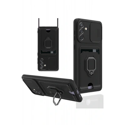 LitaeTrend Samsung Galaxy A04S Kılıf Zuma Kartvizitli Yüzüklü Silikon - Siyah