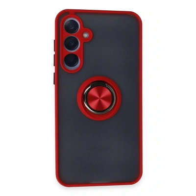 LitaeTrend Samsung Galaxy A35 5G Kılıf Montreal Yüzüklü Silikon Kapak - Kırmızı