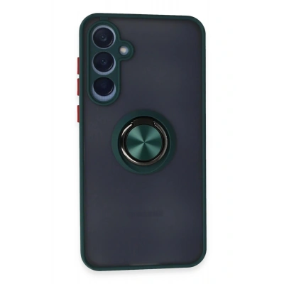 LitaeTrend Samsung Galaxy A35 5G Kılıf Montreal Yüzüklü Silikon Kapak - Yeşil