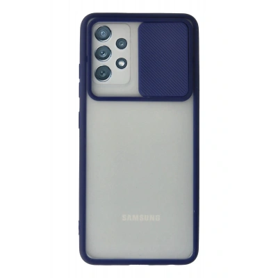 LitaeTrend Samsung Galaxy A72 Kılıf Palm Buzlu Kamera Sürgülü Silikon - Lacivert