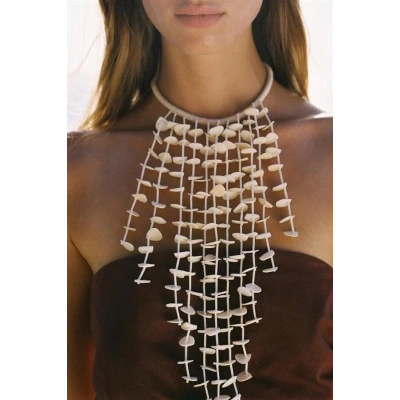 HERŞEYTREND Sedef Kolye - Krem