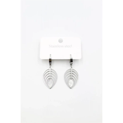 LitaeTrend Sedef Yaprak Küpe - Gümüş