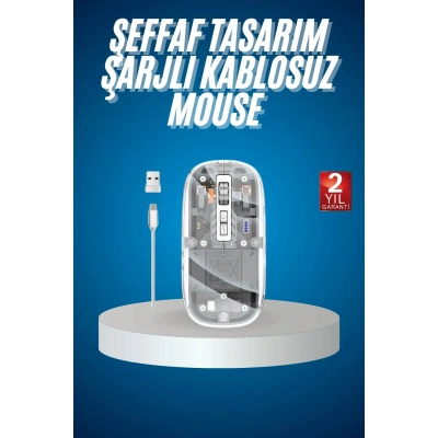 HERŞEYTREND Sessiz Tıklama Çift Modlu Bluetooth Ve Alıcı Şeffaf Mouse Fare