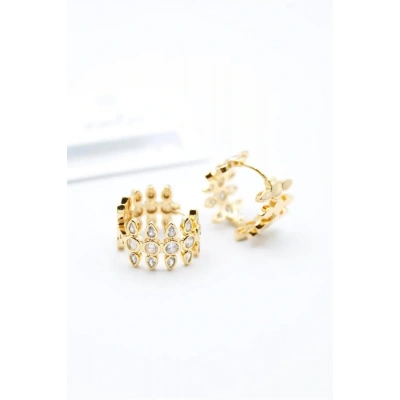 LitaeTrend Taşlı Halka Küpe - Altın