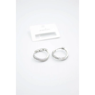 LitaeTrend Taşlı Halka Küpe - Gümüş