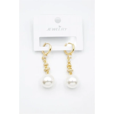 LitaeTrend Taşlı İnci Küpe - Altın