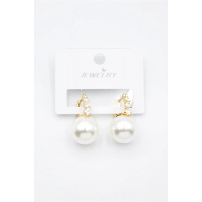 LitaeTrend Taşlı İnci Küpe - Altın