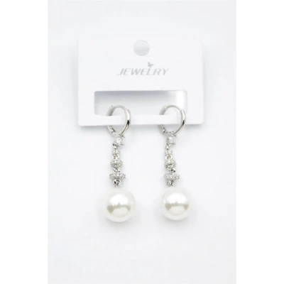 LitaeTrend Taşlı İnci Küpe - Gümüş