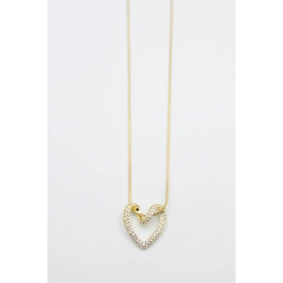 HERŞEYTREND Taşlı Kalp Kolye - Altın
