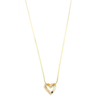 HERŞEYTREND Taşlı Kalp Kolye - Altın