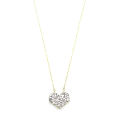 HERŞEYTREND Taşlı Kalp Kolye - Altın
