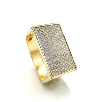 HERŞEYTREND Taşlı Plaka Bilezik - Altın