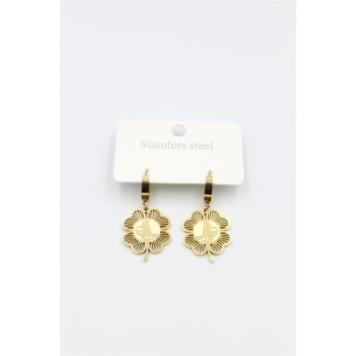 LitaeTrend Tuğra Yonca Küpe - Altın