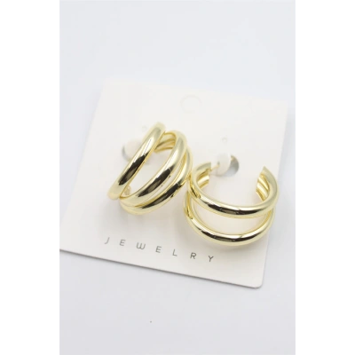 HERŞEYTREND Üç Halkalı Küpe - Altın