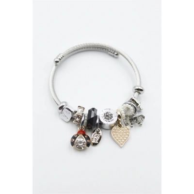 LitaeTrend Uğur Böceği Charmlı Bilezik - Siyah