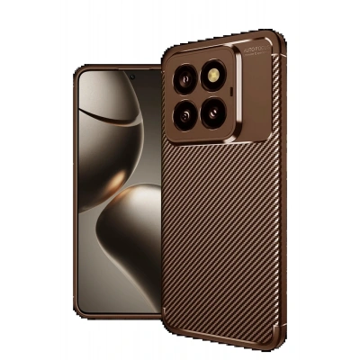 LitaeTrend Xiaomi Mi 14T Pro Kılıf Auto Focus Karbon Kapak - Kahverengi