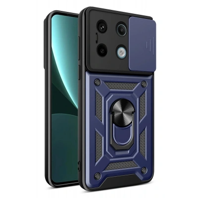 LitaeTrend Xiaomi Poco X6 Pro Kılıf Pars Lens Yüzüklü Silikon - Lacivert