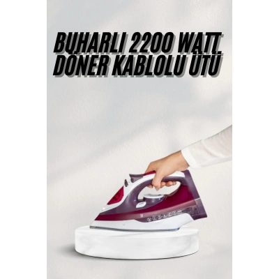 HERŞEYTREND Yeni Nesil Kırmızı Buharlı Ütü 2200 Watt Seramik Tabanlı Yüksek Buhar Gücü