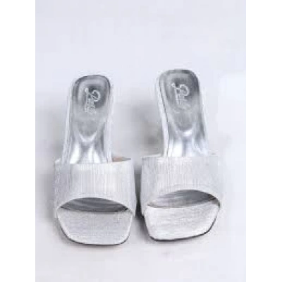 Luart Gümüş Simli Topuklu Terlik