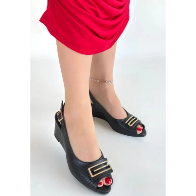 Mamba Siyah Cilt Dolgu Topuk Ayakkabı