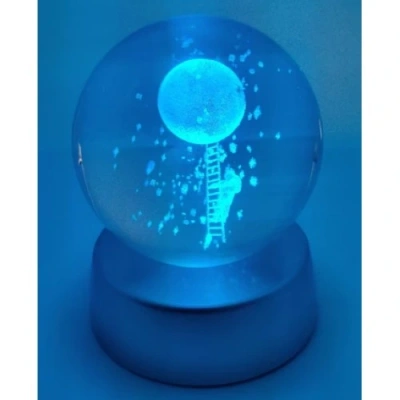 HERŞEYTREND Merdiven Astronot Plastik altlıklı Işıklı Cam Küre