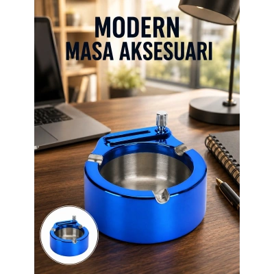 Metal Küllük ve Çakmak Seti Yuvarlak Modern Tasarım Yeni Nesil