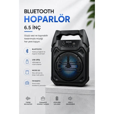 Mikrofonlu Bluetooth Ses Sistemli USB, Micro SD, FM ve Uzun Pil Ömrü