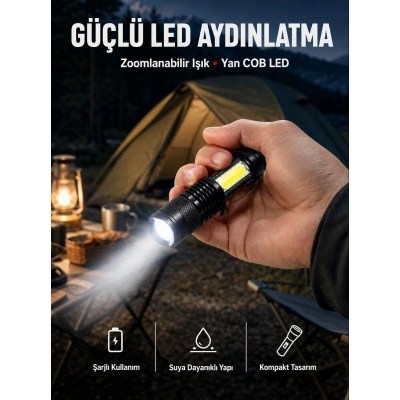 Mini Boy LED El Feneri - 2000 Lümen, Su Geçirmez Tasarım Yeni Nesil
