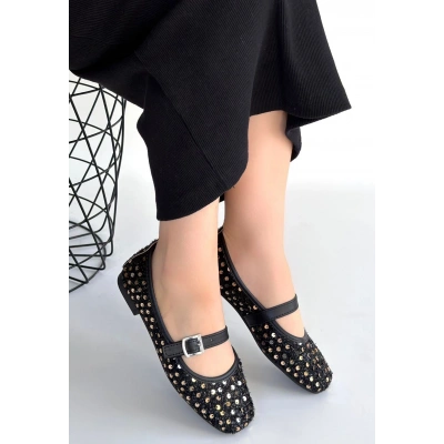 HERŞEYTREND Moden Siyah Süet Babet Ayakkabı