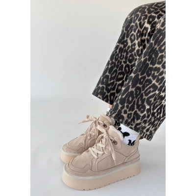 HERŞEYTREND Muden Bej Süet Bağcıklı Bot