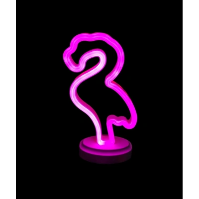 Neon Işıklı Flamingo Yazılı Masa Gece Lambası Pil+usb