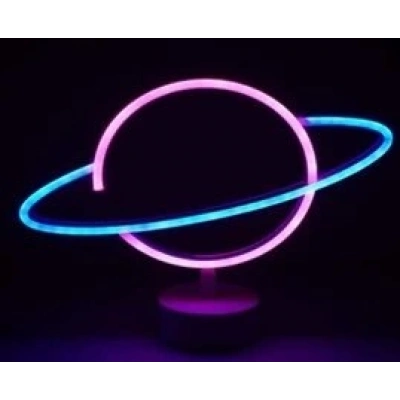 Neon Işıklı Satürn Lamba Pil+usb Mz-503