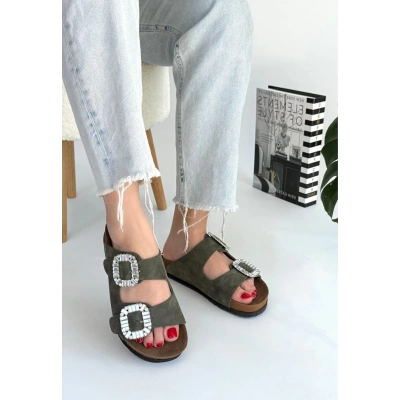 Nool Yeşil Nubuk Terlik