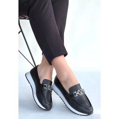 Otra Siyah Cilt Babet Ayakkabı