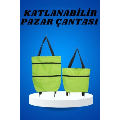 Pazar Arabası ve Alışveriş Çantası Çift Yönlü Kolay Tekerlekli Taşınabilir