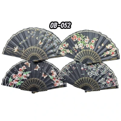 HERŞEYTREND Plastik Siyah Kumaş Yelpaze 12li Set