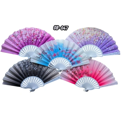 Plastik Kumaş Yelpaze 12li Karışık Ob-047