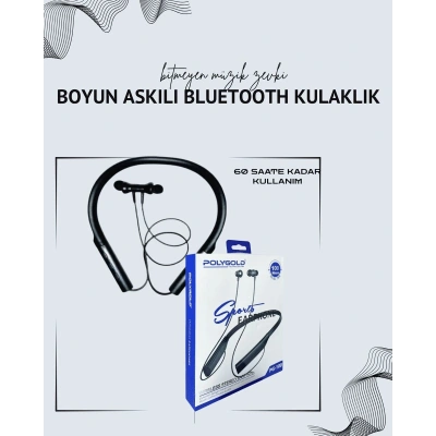Polygold PG-100 Boyun Askılı Kablosuz Kulaklık – 200 Saat Bekleme Süresi, Stereo Ses, Mikrofonlu