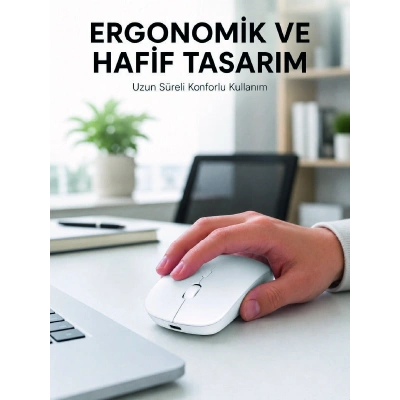 Profesyonel Kablosuz Bluetooth Mouse Çift Modlu Şarjlı Ergonomik Fare
