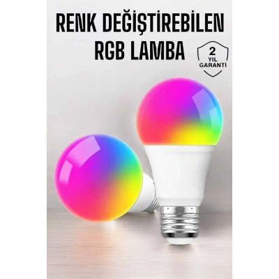 Renk Değiştirebilen RGB Işıklı Led Ampul A+Enerji 15 Watt Led Işık