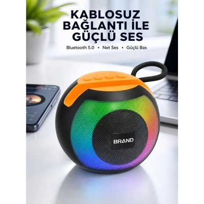 RGB Işıklı Taşınabilir Kablosuz Bluetooth Hoparlör Yeni Nesil