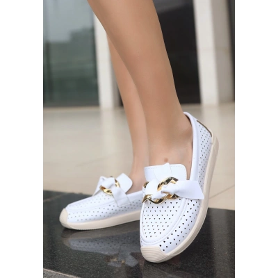 Riwan Beyaz Cilt Babet Ayakkabı