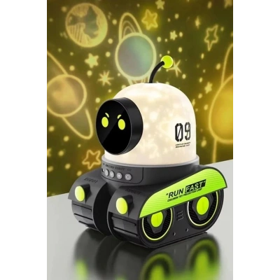 Robot Projeksiyon Gece Lambası Hoparlörlü Şarjlı Yıldızlı Gökyüzü Temalı Led Projeksiyon Lambası