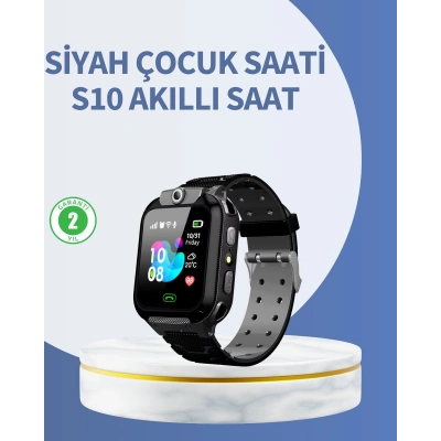 S10 Siyah Akıllı Çocuk Saati Anlık Konum Takibi ve Rota Geçmişi