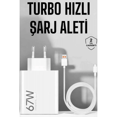 Şarj Aleti 67W Hızlı Şarj Turbo Type-C Uyumlu Şarj Adaptörü Kablosu