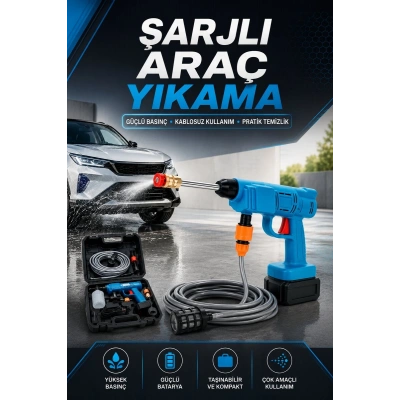 Şarjlı Oto Yıkama, Bahçe Sulama Tabancası Makinesi Yüksek Basınçlı