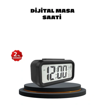 Sensörlü Dijital Masa Saati Alarm ve Sıcaklık Göstergeli