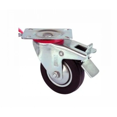 Servis Tekeri - Frenli Tablalı Siyah Döner - Çap 80 Mm
