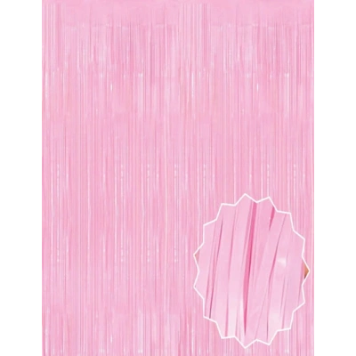 Soft Pembe Püsküllü Kapı Perdesi - Parti, Baby Shower, Cinsiyet Partisi 1x2 M